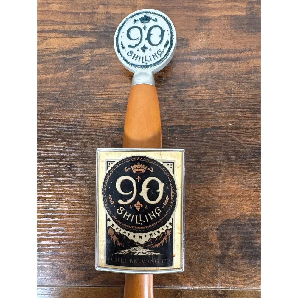 Odell Brewing Co 90 Shilling Ale Beer Tap Handle Wood Shield‎ Logo Fort Collins